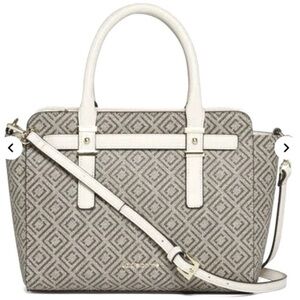 Liz Claiborne Elegant Gray and White Handbag with Strap